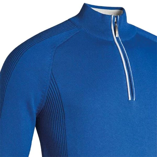 Glenmuir Gents Bothwell Zip Neck Ribbed Sweater Ascot Blue - White 4 Glenmuir Gents Bothwell Zip Neck Ribbed Sweater Ascot Blue - White - Image 2