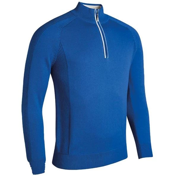 Glenmuir Gents Bothwell Zip Neck Ribbed Sweater Ascot Blue - White 3 Glenmuir Gents Bothwell Zip Neck Ribbed Sweater Ascot Blue - White