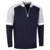 Glenmuir Gents Garnock Zip Neck Water Repellent Cashmere Sweater Navy - Light Grey Marl - White