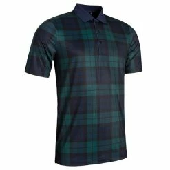 Glenmuir Gents Crawford Printed Polo Shirt Tartan - Navy