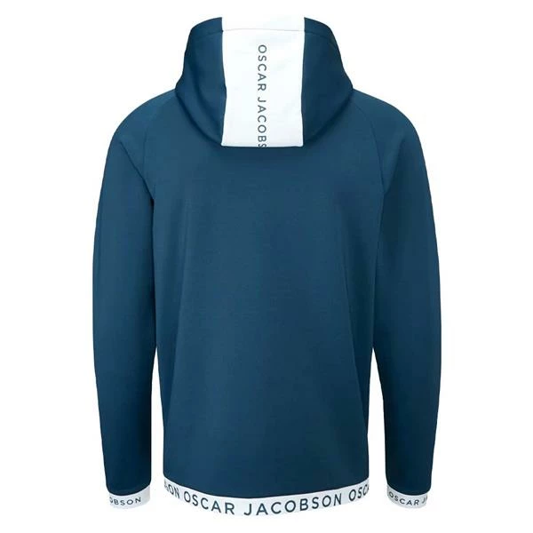 Oscar Jacobson Gents Travis Full Zip Hoodie Teal - White 4 Oscar Jacobson Gents Travis Full Zip Hoodie Teal - White - Image 2