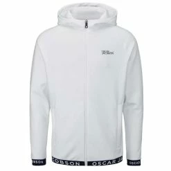 Oscar Jacobson Gents Travis Full Zip Hoodie White - Navy