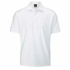 Oscar Jacobson Gents Barton Performance Polo Shirt White - Pewter