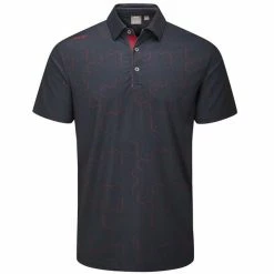 Ping Gents Geo Polo Shirt Navy - Firebrick