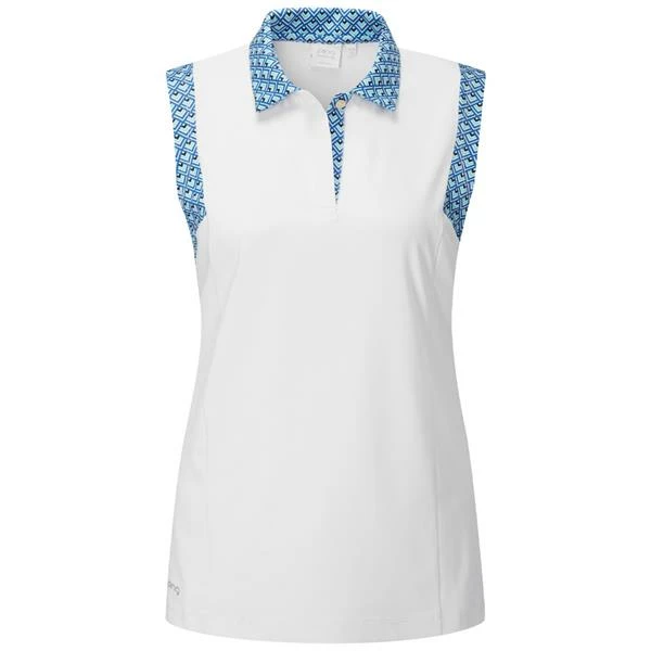 Ping Ladies Evie Sleeveless Polo Shirt White Horizon Multi 3 Ping Ladies Evie Sleeveless Polo Shirt White Horizon Multi