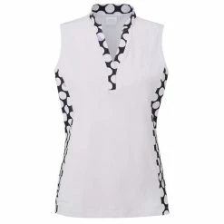 Ping Ladies Bardot Sleeveless Polo Shirt White - Black Multi