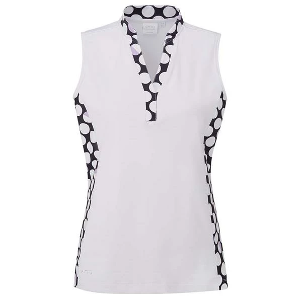Ping Ladies Bardot Sleeveless Polo Shirt White - Black Multi 3 Ping Ladies Bardot Sleeveless Polo Shirt White - Black Multi