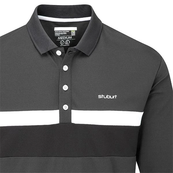 Stuburt Gents Motion Long Sleeve Polo Shirt Onyx 5 Stuburt Gents Motion Long Sleeve Polo Shirt Onyx - Image 3