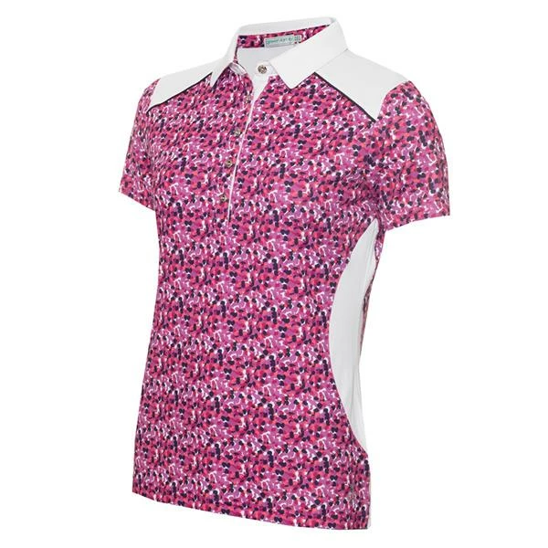 Green Lamb Ladies Ember Printed Panels Polo Shirt Petal 3 Green Lamb Ladies Ember Printed Panels Polo Shirt Petal