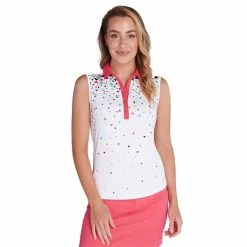 Green Lamb Ladies Enid Print Sleeveless Polo Shirt Triangle -Cheap Footwear Store P SG21866GREENLAMBSHIRTTRIANGLELADIES L