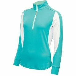 Green Lamb Ladies Eva Long Sleeve ½ Zip Top Peacock