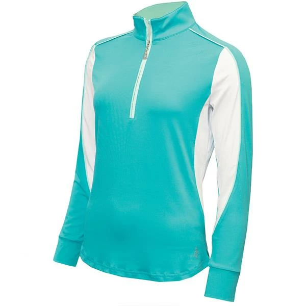 Green Lamb Ladies Eva Long Sleeve ½ Zip Top Peacock 3 Green Lamb Ladies Eva Long Sleeve ½ Zip Top Peacock