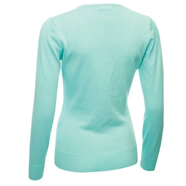 Green Lamb Ladies Gillian Slim Fit V-Neck Cable Sweater Opal 4 Green Lamb Ladies Gillian Slim Fit V-Neck Cable Sweater Opal - Image 2