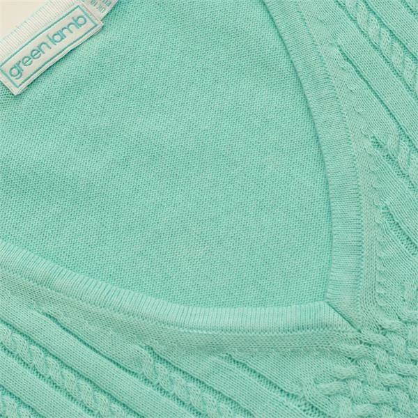 Green Lamb Ladies Gillian Slim Fit V-Neck Cable Sweater Opal 5 Green Lamb Ladies Gillian Slim Fit V-Neck Cable Sweater Opal - Image 3