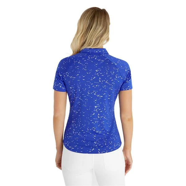 Green Lamb Ladies Kathleen Silver Foil Polo Shirt Cornflower 4 Green Lamb Ladies Kathleen Silver Foil Polo Shirt Cornflower - Image 2