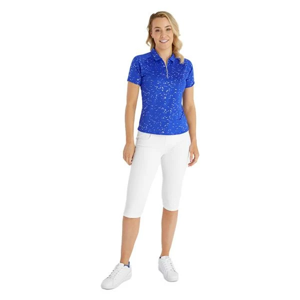 Green Lamb Ladies Kathleen Silver Foil Polo Shirt Cornflower 6 Green Lamb Ladies Kathleen Silver Foil Polo Shirt Cornflower - Image 4