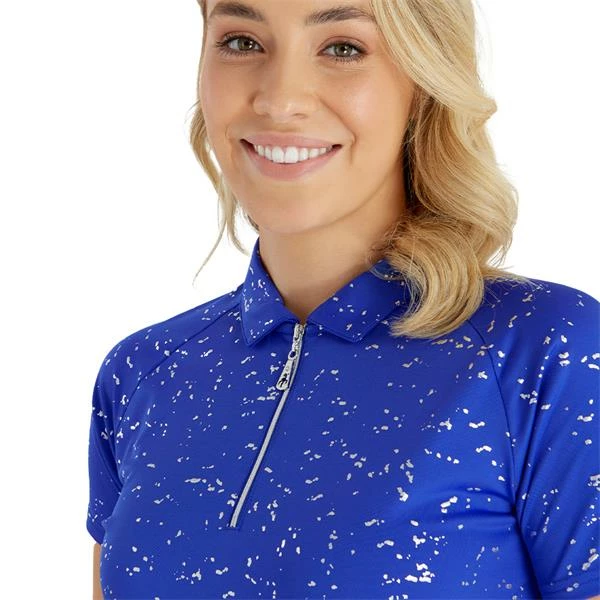 Green Lamb Ladies Kathleen Silver Foil Polo Shirt Cornflower 7 Green Lamb Ladies Kathleen Silver Foil Polo Shirt Cornflower - Image 5
