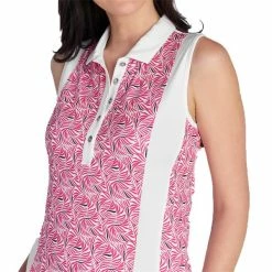 Green Lamb Ladies Kay Sleeveless Printed Panel Polo Shirt Swirl -Cheap Footwear Store P SG22922GREENLAMBSHIRTSWIRLLADIES 5 L