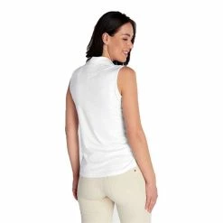 Green Lamb Ladies Kaydee Sleeveless Ripple Polo Shirt White -Cheap Footwear Store P SG22925GREENLAMBSHIRTWHITELADIES 3 L
