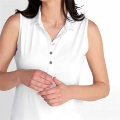 Green Lamb Ladies Kaydee Sleeveless Ripple Polo Shirt White -Cheap Footwear Store P SG22925GREENLAMBSHIRTWHITELADIES 5 L