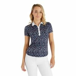 Green Lamb Ladies Melanie Printed Polo Shirt Leaf Print -Cheap Footwear Store P SG23960GREENLAMBSHIRTLEAFPRINTLADIES 2 L