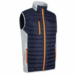 Sunderland Gents Anton Zip Front Padded Stretch Panel Performance Gilet Navy - Silver - Lava