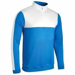 Sunderland Gents Arizona Zip Neck Thermal Panelled Fleece Showerproof Midlay Lightning Blue - White