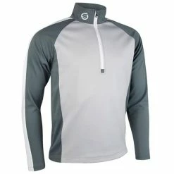 Sunderland Gents Aspen Zip Neck Raglan Panelled Showerproof Midlayer Silver - Gunmetal - White