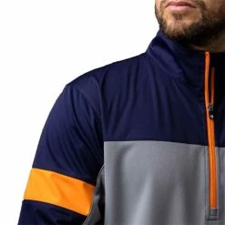 Sunderland Gents Cortina Zip Neck Colour Block ½ Sleeve WindShirt Silver Marl - Navy - Lava -Cheap Footwear Store P SUNMW85SUNDERLANDWINDSHIRTSILVERMARLNAVYLAVAGENT 2 L