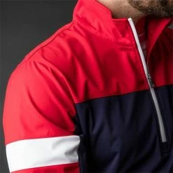 Sunderland Gents Cortina Zip Neck Colour Block ½ Sleeve WindShirt Navy - Red - White -Cheap Footwear Store P SUNMW85SUNGENTSCORTINAHSWINDSHIRTNAVYREDWHITE 3 L