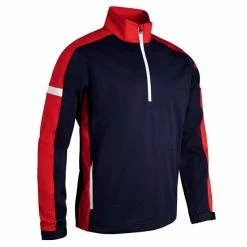 Sunderland Gents Nevada Zip Neck Contrast Panelled Showerproof Windshirt Navy - Red - White